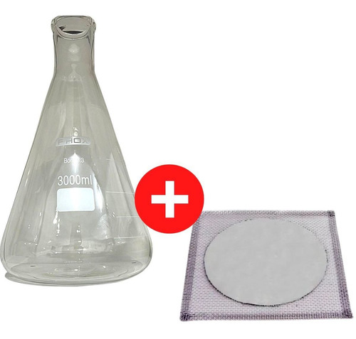 Kit Erlenmeyer 3000ml + Tela de Arame