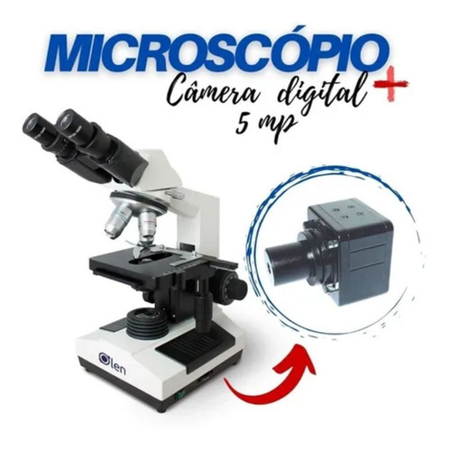 Kit Microscópio Biológico Binocular 1600x Profissional + Câmera Digital de 5.0 MP