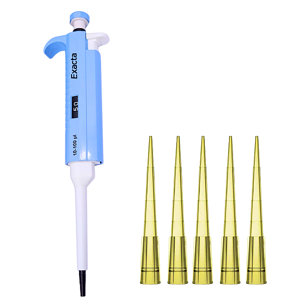 Micropipeta Exacta 10-100uL + 1000 Ponteiras