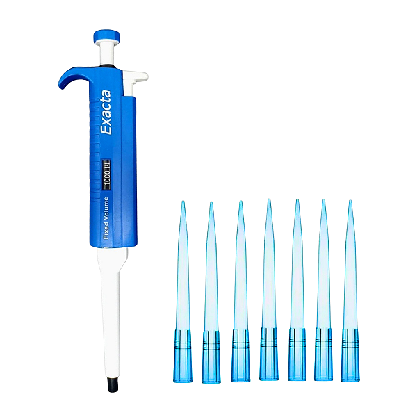 Micropipeta Exacta Volume Fixo 1000uL + 1000 Ponteiras