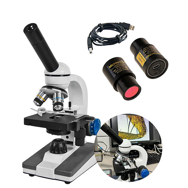Microscópio Monocular + Câmera 2MP