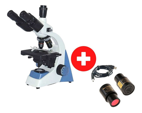 Microscópio Trinocular Global Ótica Finita Acromático Led Aumento 1.000x + Câmera de 2.0MP