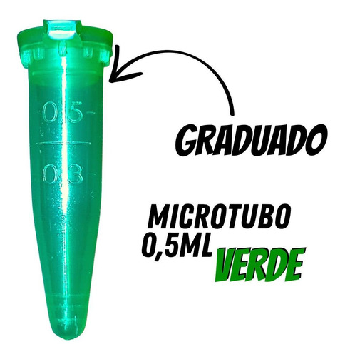 Microtubo 0,5ml Verde - 1000 Unidades - Ociplex