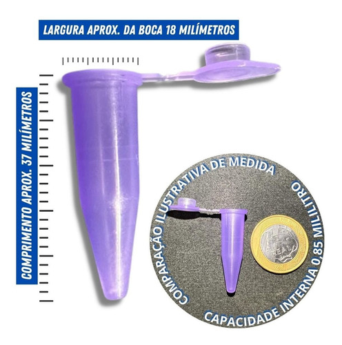 Microtubo de Centrifugação Pino 0,9ml Lilás C/ 5000 Unidades