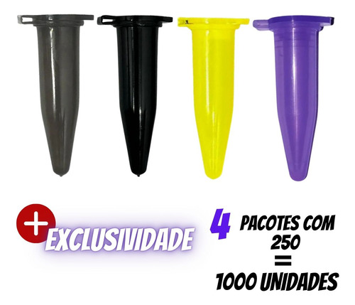 Microtubo Tipo Eppendorf 1,0ml Interno 1,5ml Externo - 1000 Unidades - 4 Cores