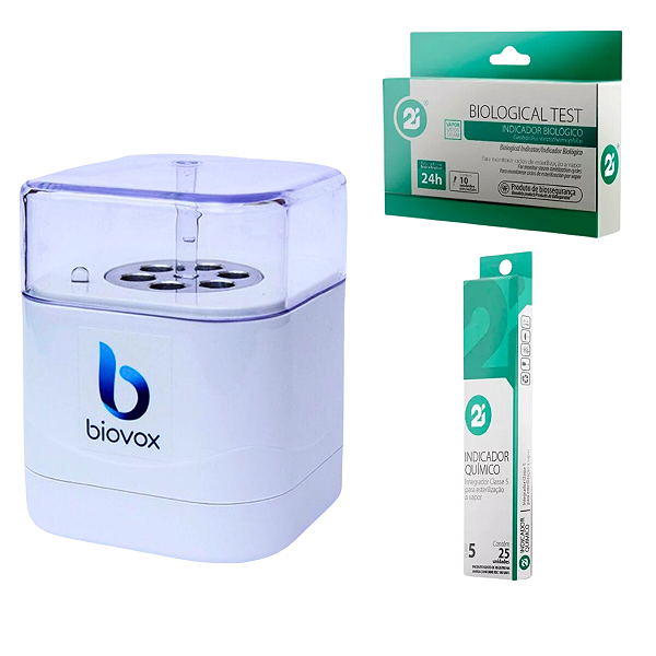 Mini Incubadora Biovox + 10 Indicador Biológico 2i + 25 Integrador Químico 2i