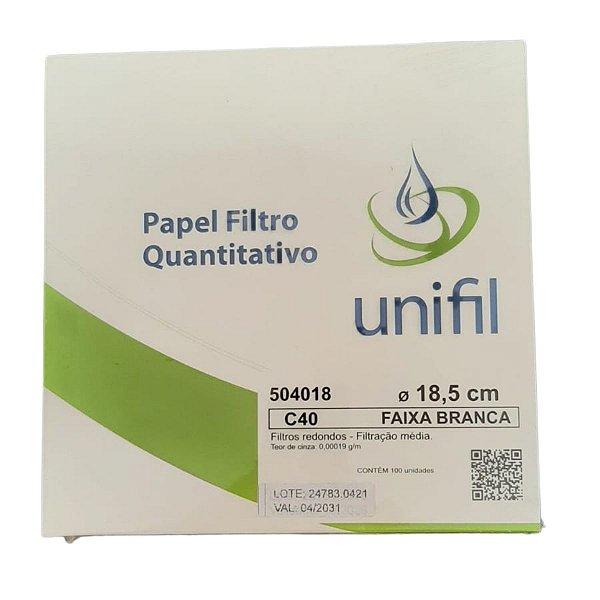 Papel Filtro Quantitativo Faixa Branca - 18,5cm