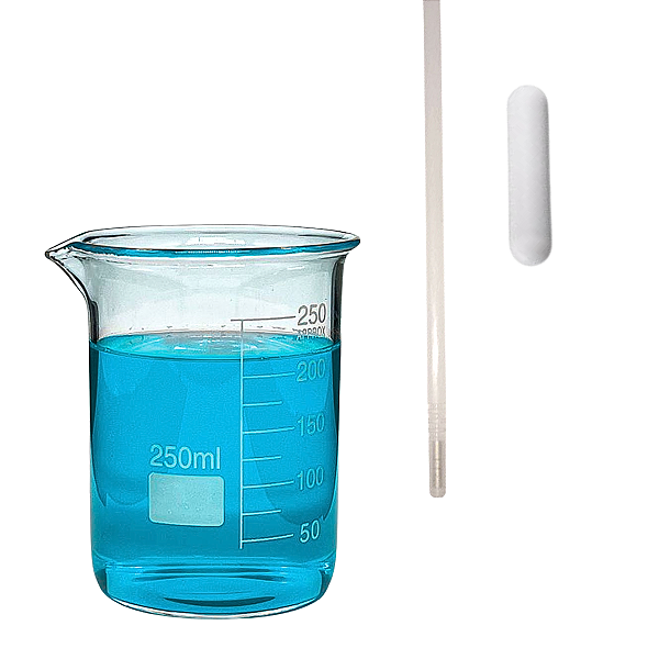 Pegador Magnético PP 10mm + Barra Magnética + Copo Becker 250ml