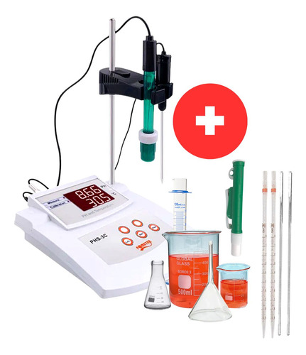 Phmetro Digital de Bancada + Kit de Vidrarias P/ Laboratório