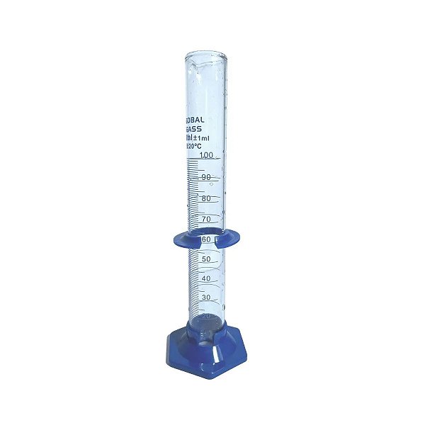 Proveta de Vidro Boro 3.3 Base Hexagonal Plástico - Volume: 100ml