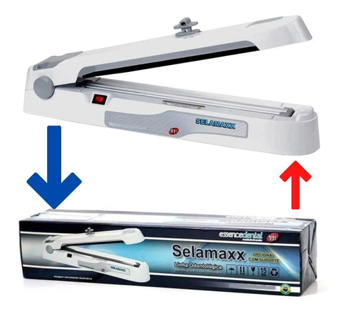 Seladora Odontológica C/ Guilhotina + Papel Grau Cirúrgico 100mmX50mts