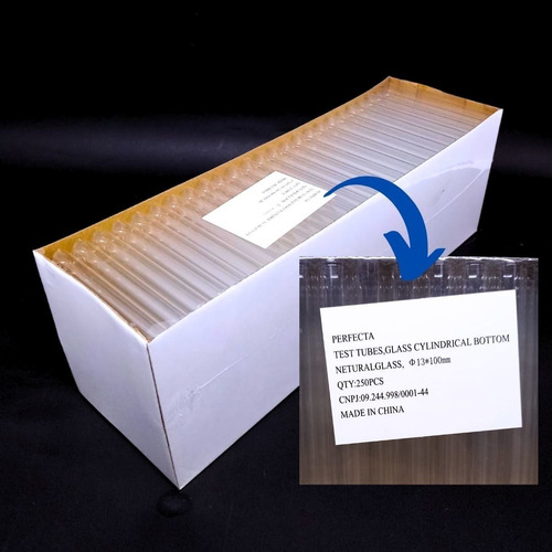 Tubo de Ensaio em Vidro 13x100mm s/ Tampa - Caixa Com 250 peças