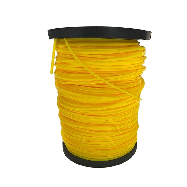 Rolo Bobina Fio de Nylon Amarelo Para Roçadeiras 3mm Quadrado 2,270kg 255m Por Rolo Duraline HD PRO