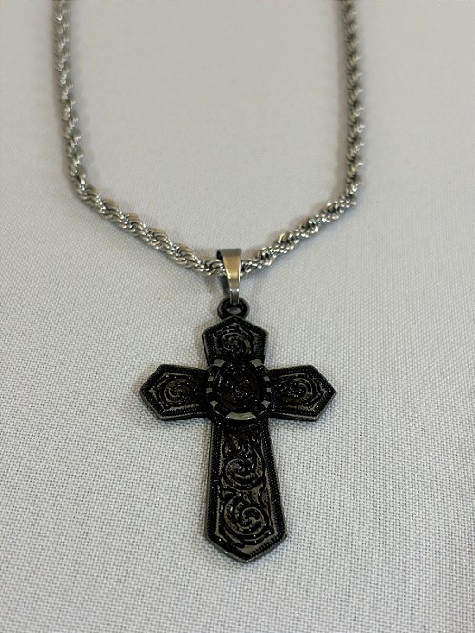 Colar com Pingete de Cruz com Ferradura