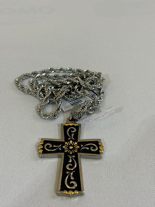 COLAR PINGENTE CRUZ FLOR COBRE