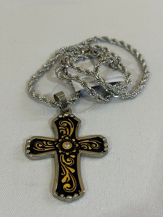 COLAR PINGENTE CRUZ STRAS TRANSPARENTE