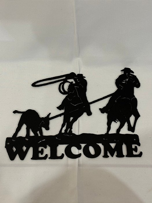 Placa Decorativo de Parede Quadro Laço Boi Welcome