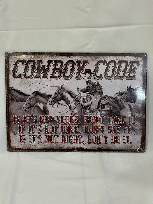 Placa Decorativa Quadro de Parede Cowboy Code