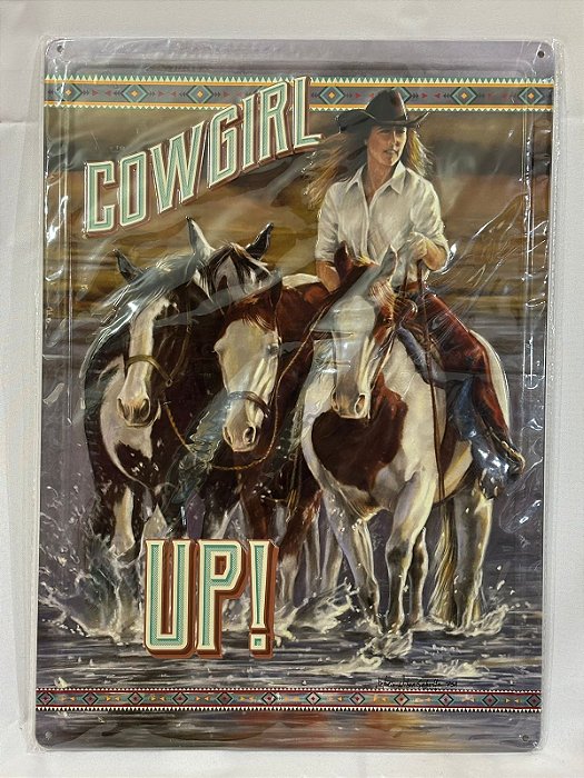 PLACA DECORATIVA QUADRO DE PAREDE COWGIRL UP!