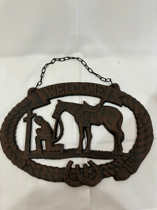 PLACA WELCOME METAL CAVALO 94868