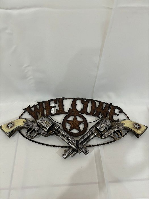 PLACA DECORATIVA REVOLVER CRUZADO 87-1288