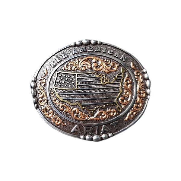 Fivela Ariat All American Importada Rodeio Ouro e Prata