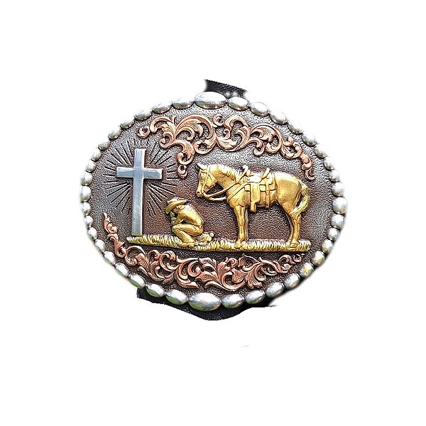 Fivela Country Importada Cowboy Cruz Cavalo Rodeio Religiosa 37915