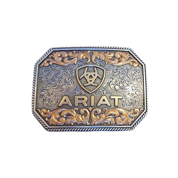 Fivela Ariat importada em Prata e Dourado - Elegância e Estilo para Seu Cinto de Couro