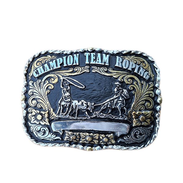 FIVELA MASTER CHAMPION TEAM ROPING PRETA COM VAQUEIRO PRATA