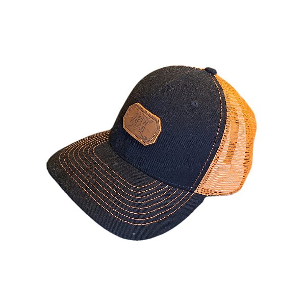 BONÉ WEST BARN PRETO COM LARANJA LG COURO