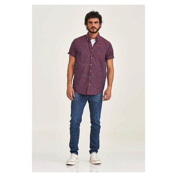 CAMISA 29238C TXC XADREZ BOLSO M/C VINHO