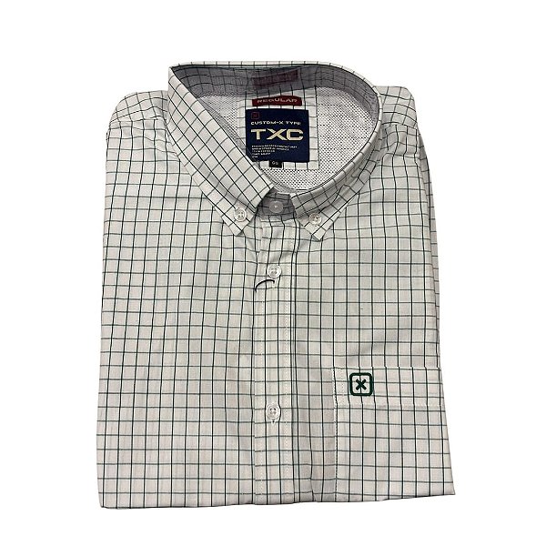 CAMISA 2725C TXC XADREZ C/BOLSO M/C BRANCA
