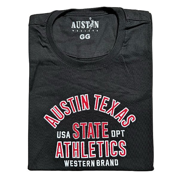 CAMISETA AUSTIN PRETA C/ VERMELHO