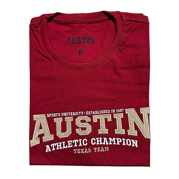 CAMISETA AUSTIN VINHO C/ DOURADO