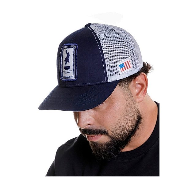 BONÉ AUSTIN WESTERN AZUL LOGO BRANCO