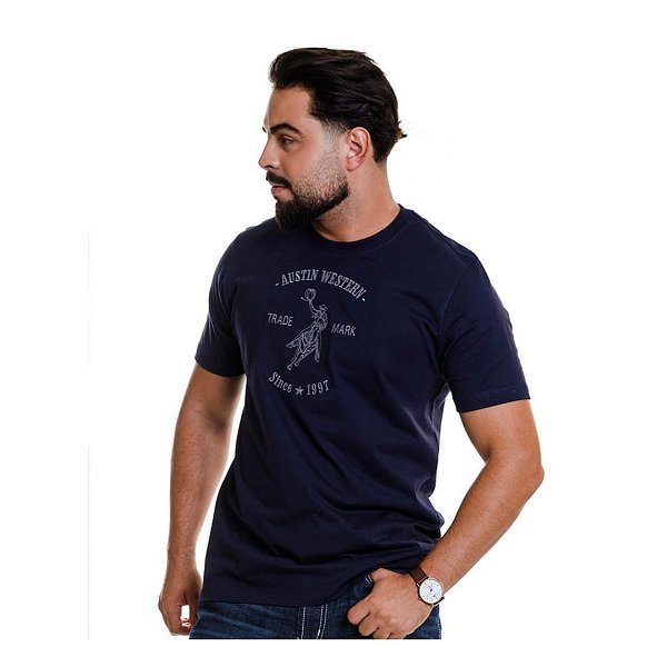 CAMISETA AUSTIN WESTERN AZUL C/ CINZA