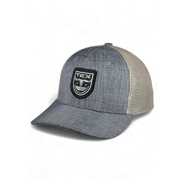 BONÉ TEX CINZA LOGO PRETO C/BRANCO
