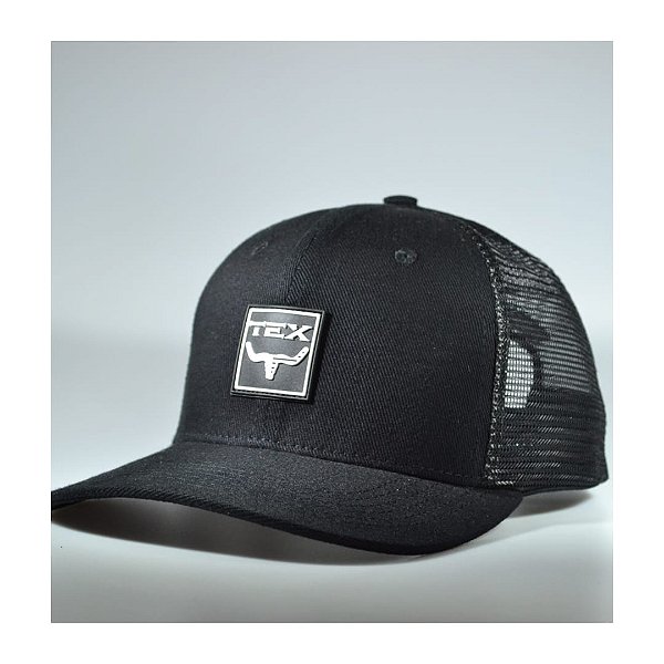 BONÉ TEX PRETO LOGO PRETO C/BRANCO