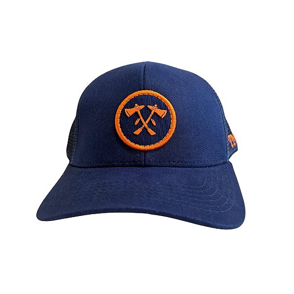 BONÉ TOMAHAWK AZUL MACHADOS LARANJA
