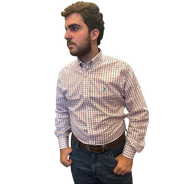 CAMISA M/L AUSTIN WESTERN 03 BRANCO XADREZ