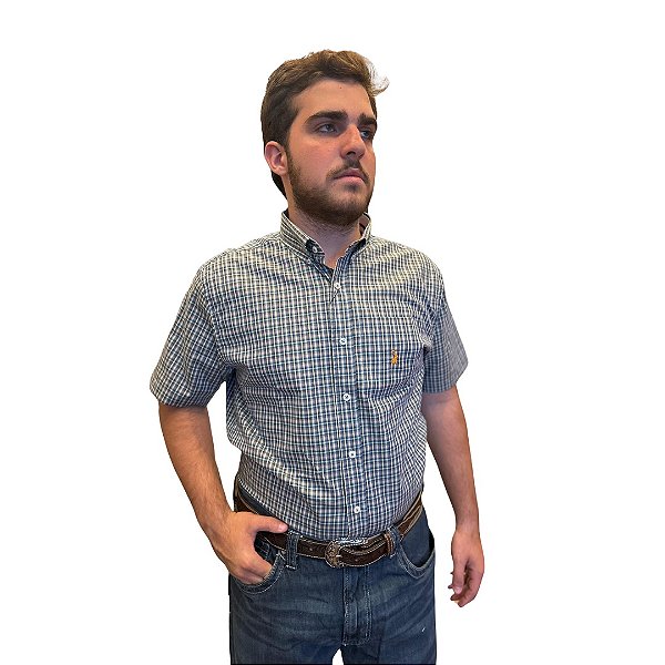 CAMISA M/C AUSTIN WESTERN 10 VERDE/LARANJA