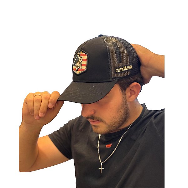 BONÉ AUSTIN WESTERN PRETO LOGO USA