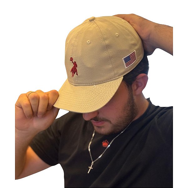 BONÉ AUSTIN WESTERN SOFT BEGE LOGO VINHO