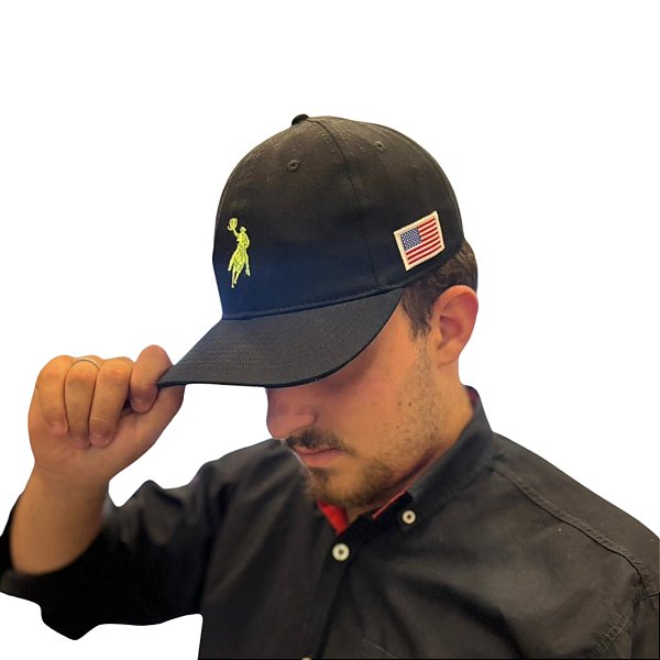 BONÉ AUSTIN WESTERN SOFT PRETO LOGO VERDE NEON