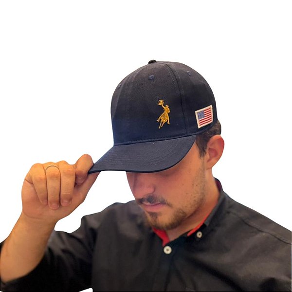 BONÉ AUSTIN WESTERN SOFT AZUL ESC. LOGO DOURADA
