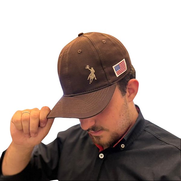 BONÉ AUSTIN WESTERN SOFT MARROM LOGO BEGE