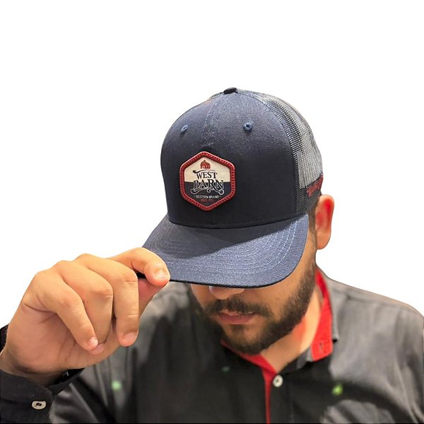 BONE WEST BARN MARINHO LOGO AZUL/BRANCO