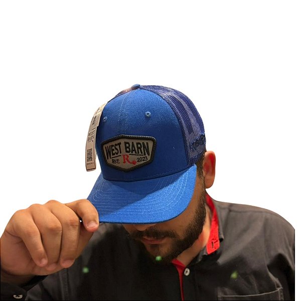 BONE WEST BARN AZUL LOGO CINZA