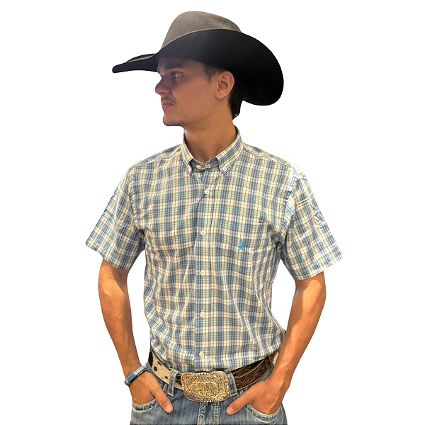 CAMISA M/C AUSTIN AZUL XADREZ