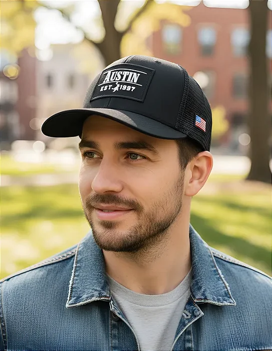 BONÉ AUSTIN WESTERN TELA PRETO EST.1997